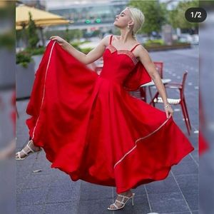 Red sateen/silk dress